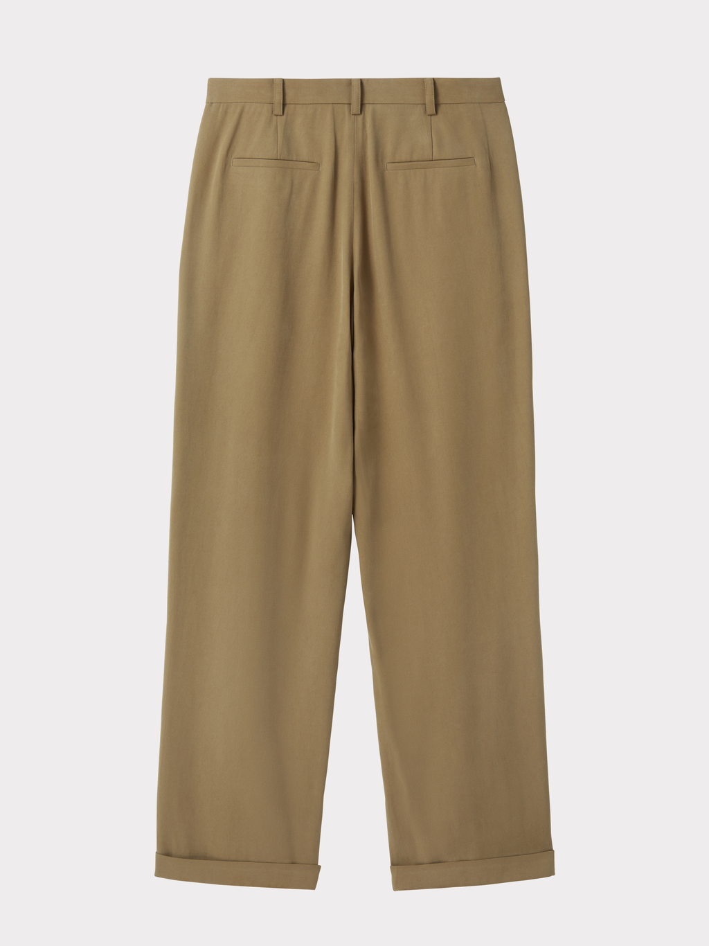 Tuck Detail Turn-Up Pants (Dark Olive)