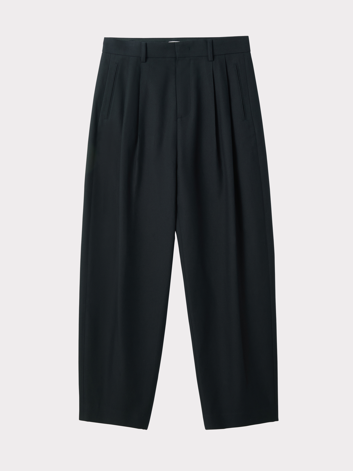 Wool Blend Tuck Pants (Black)