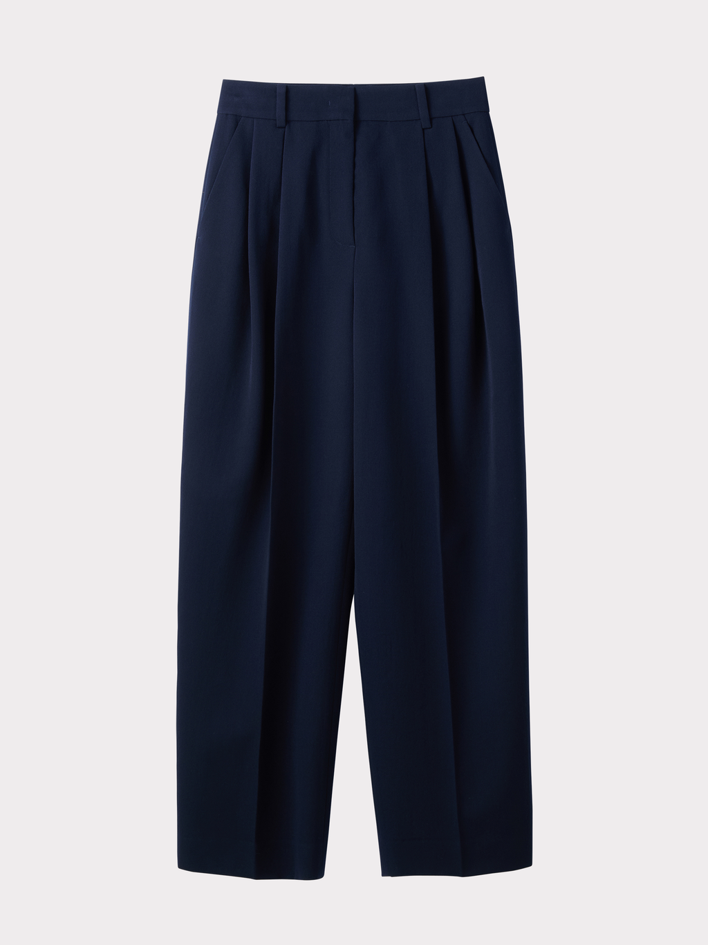 Tuck Detail Suit Pants (Dark Navy)