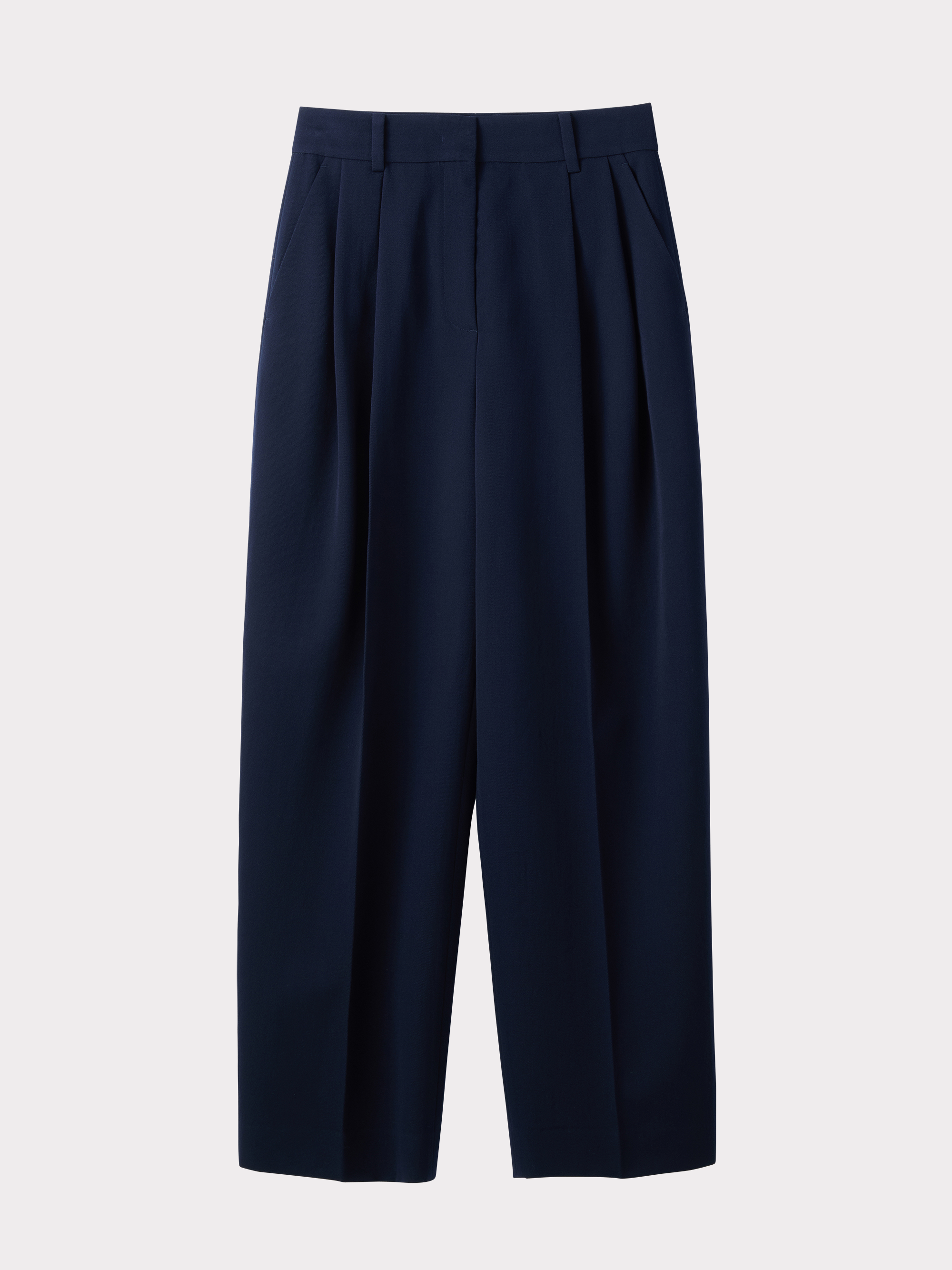 Tuck Detail Suit Pants (Dark Navy)