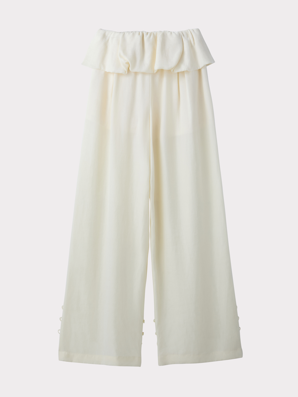 Draped Detail Sheer Pants (Cream)