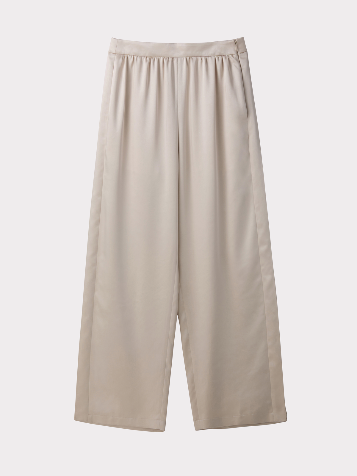 Fluid Satin Wide Pants (Pale Beige)