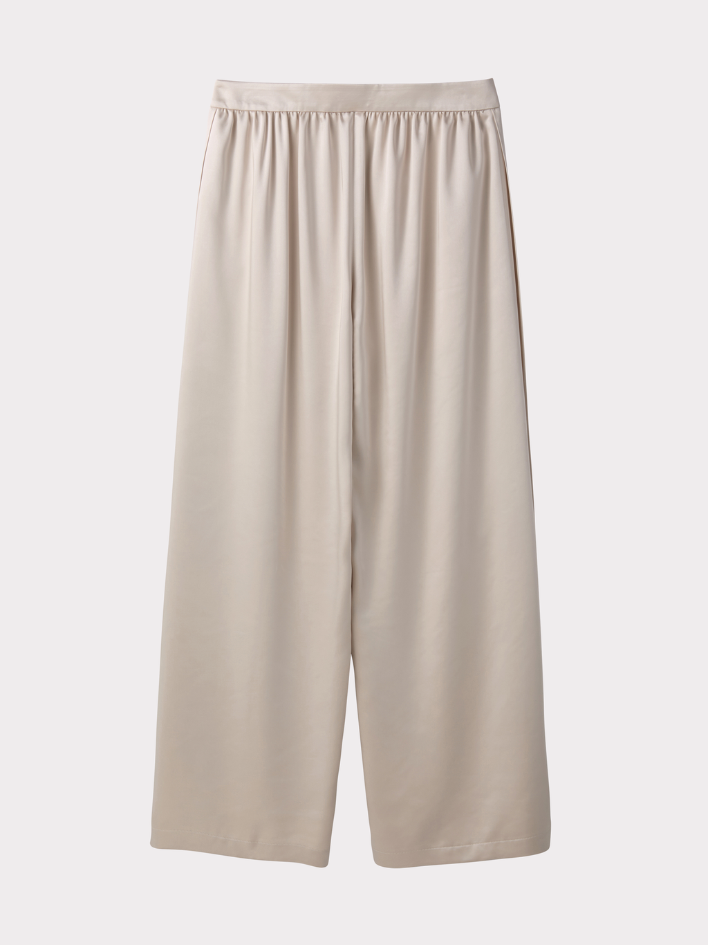 Fluid Satin Wide Pants (Pale Beige)