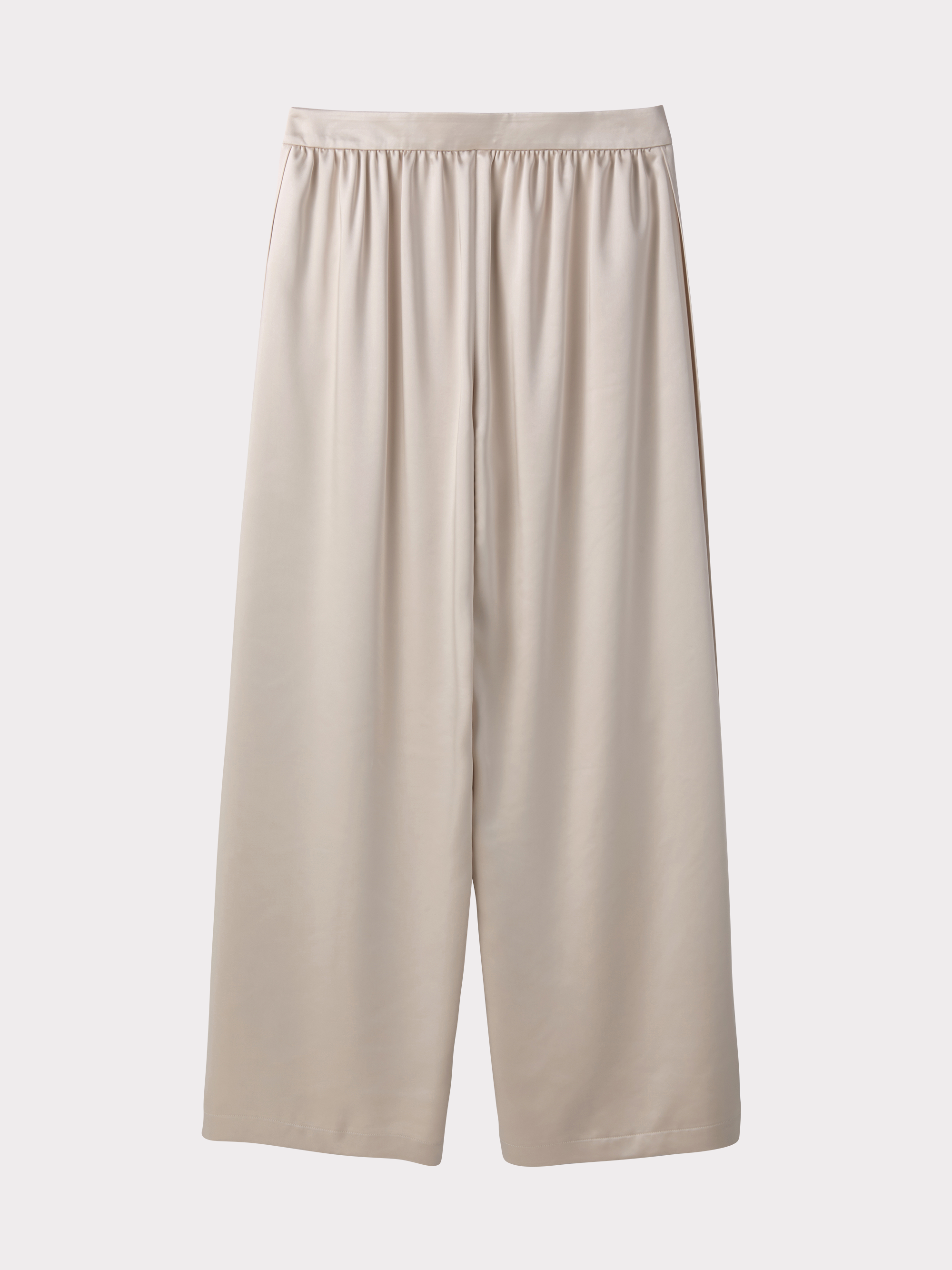Fluid Satin Wide Pants (Pale Beige)
