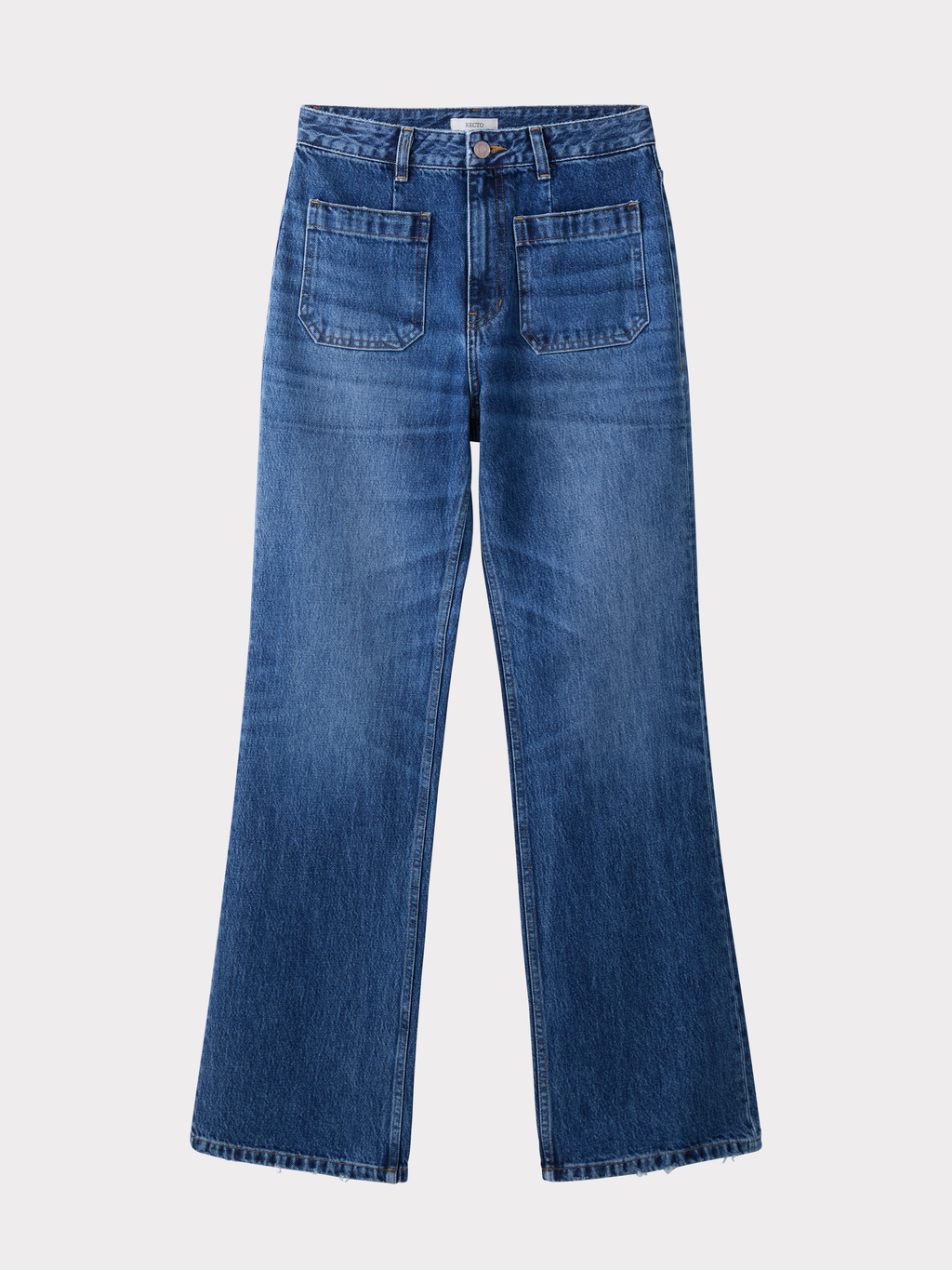 Front Pocket Flare Denim Pants (Dusty Blue)