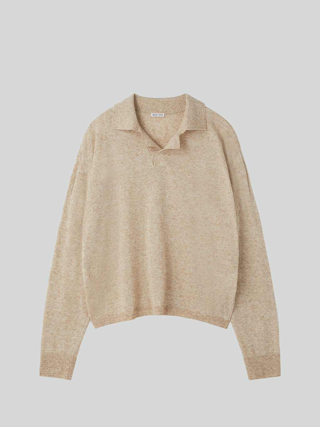 Linen Blend Polo Top (Oatmeal)