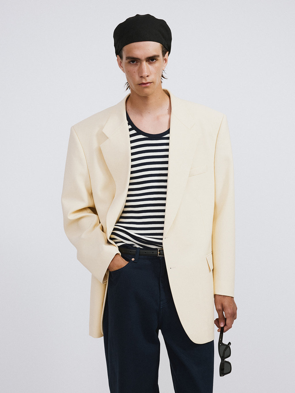 Oversized Structured Wool Jacket (Butter Beige)
