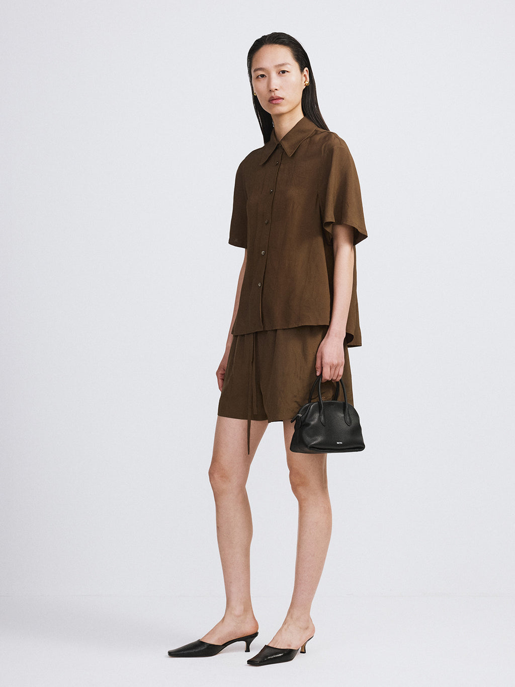 Wrinkled Fluid Blouse (Khaki Brown)
