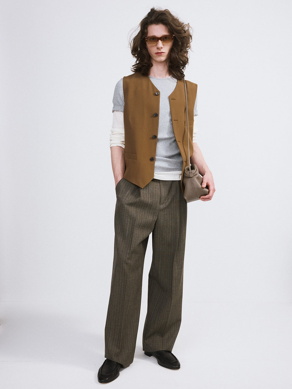 Strap Detail Suit Vest (Ochre)