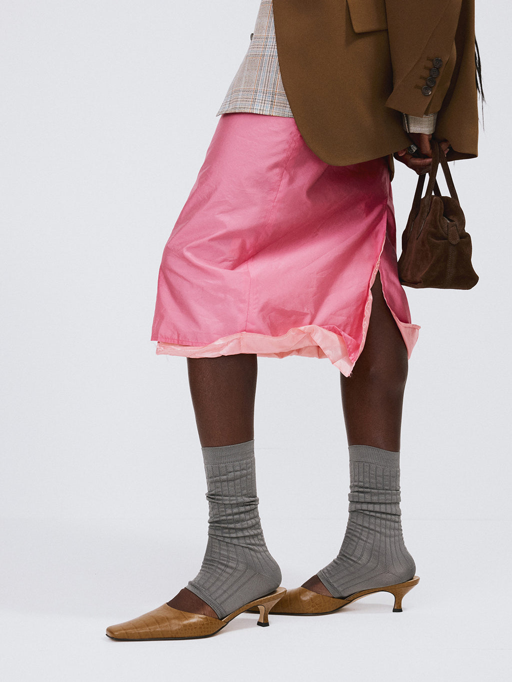 Layered Detail Midi Skirt (Pink)