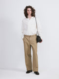 Waist Belt Detail Cotton Pants (Light Khaki)
