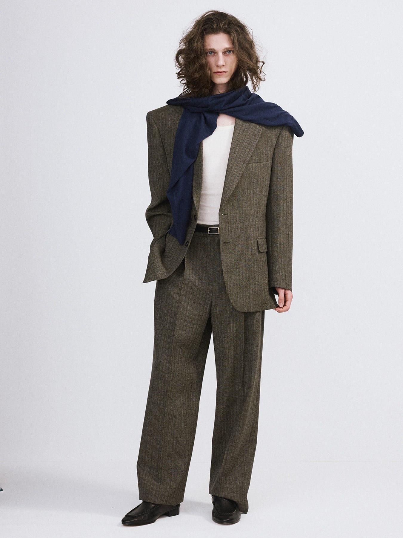 Broken Harringbone Suit Pants (Dark Khaki)