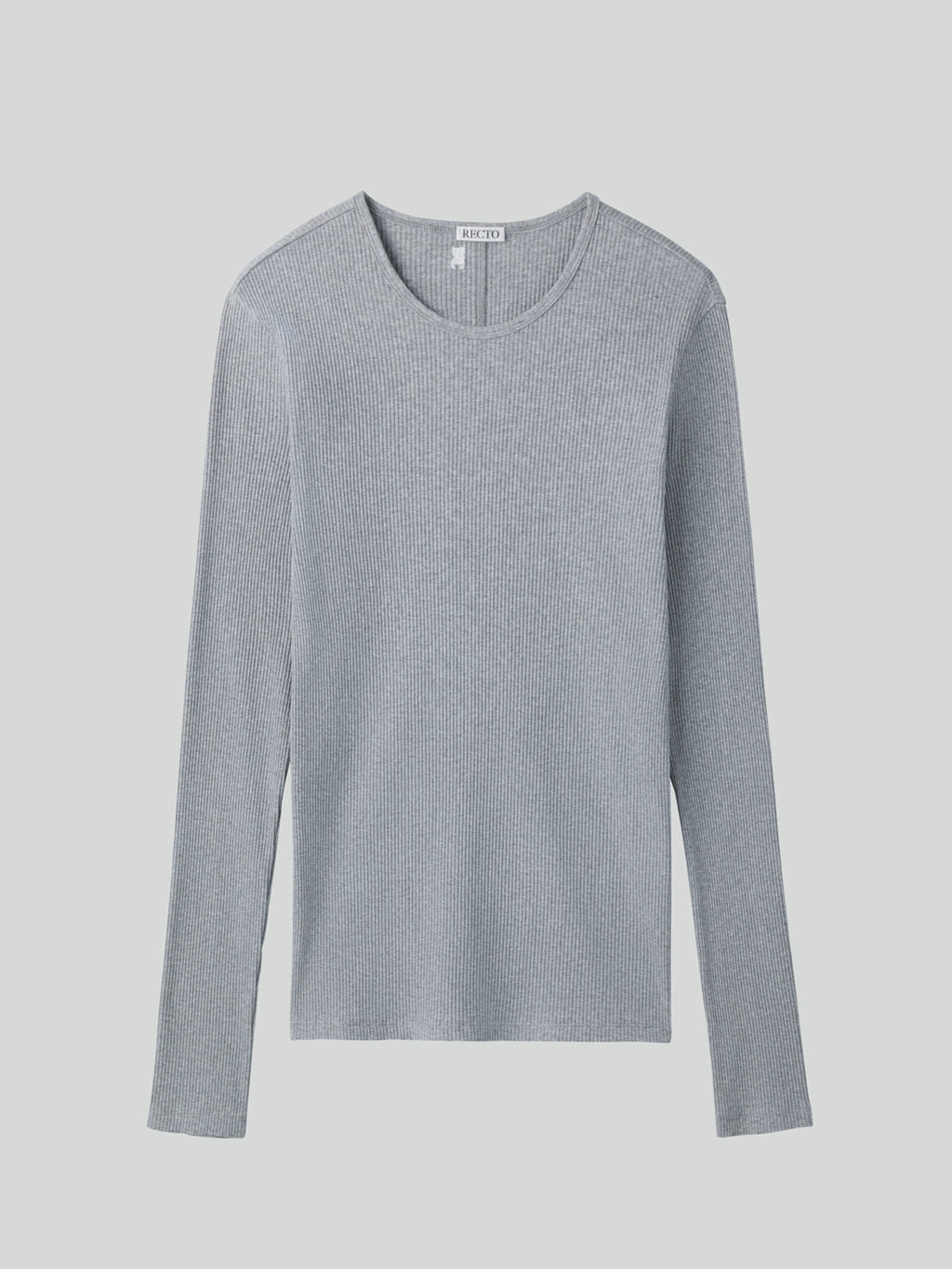 Ribbed Jersey Long-Sleeve Top (Melange Grey)