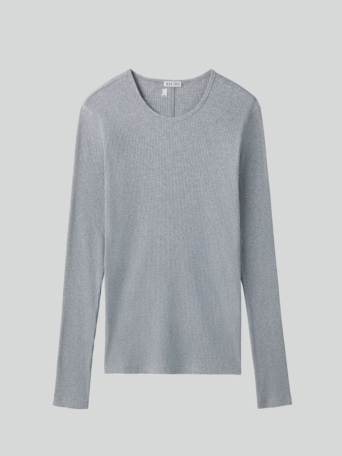 Ribbed Jersey Long-Sleeve Top (Melange Grey)