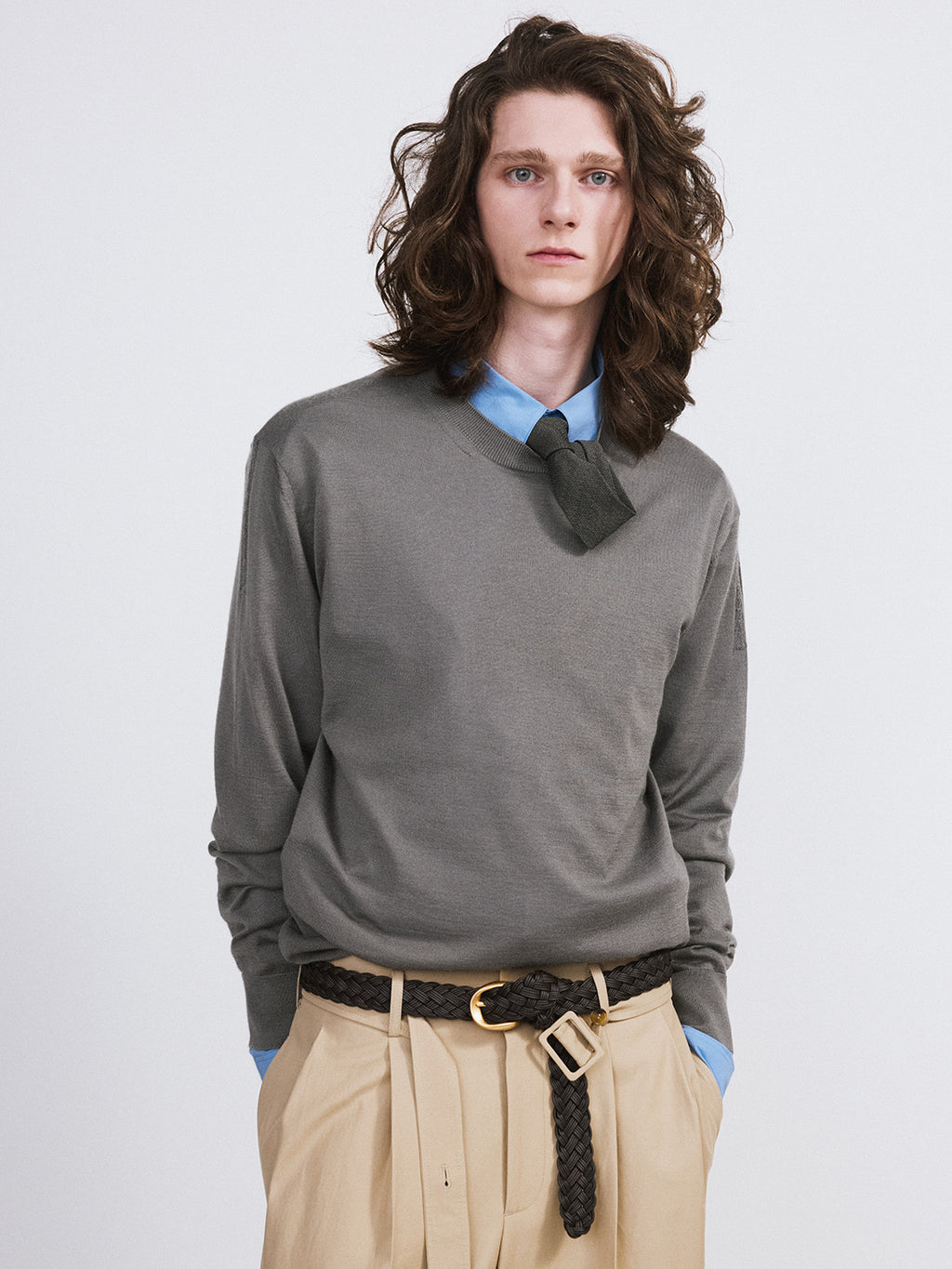 Silk-Cashmere Knit Top Men (Midnight Grey)