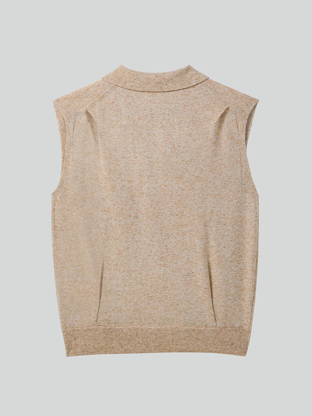 Linen Blend Polo Knit Vest (Oatmeal)
