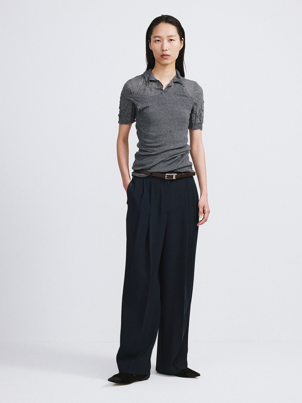Crease Knit Tank Top (Cool Grey)