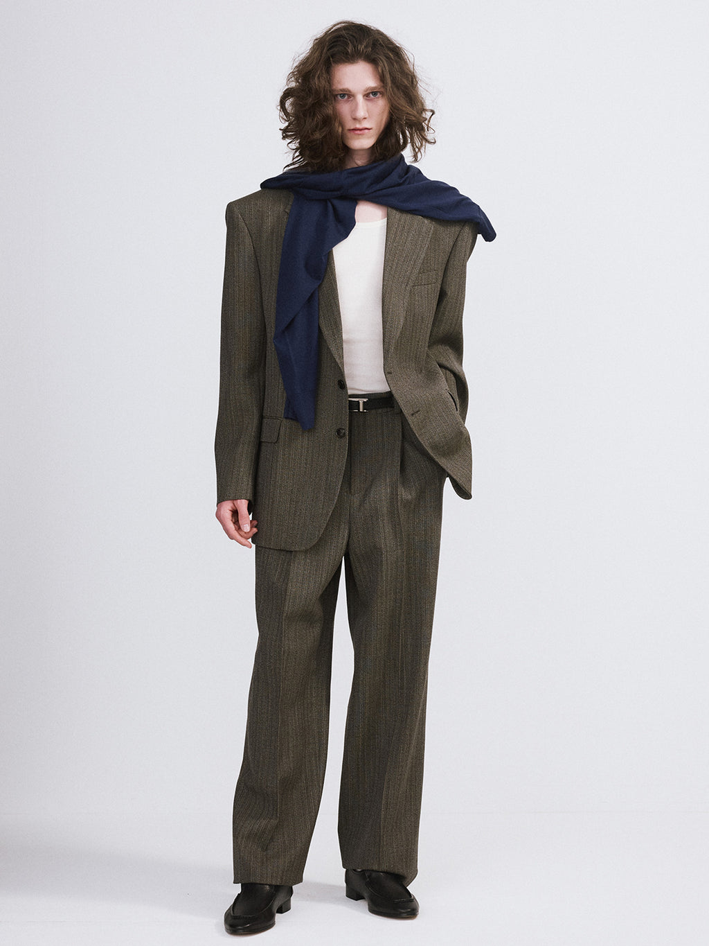 Broken Harringbone Suit Jacket (Dark Khaki)
