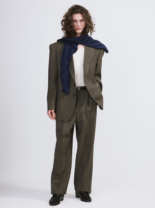 Broken Harringbone Suit Jacket (Dark Khaki)