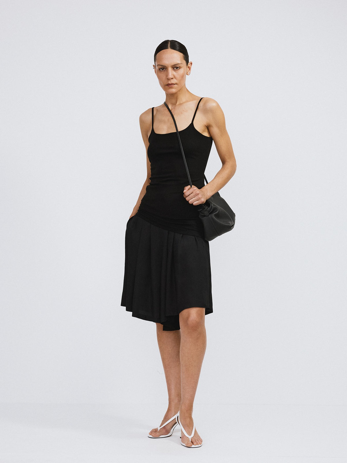 Banding Wide Culotte Pants (Black)