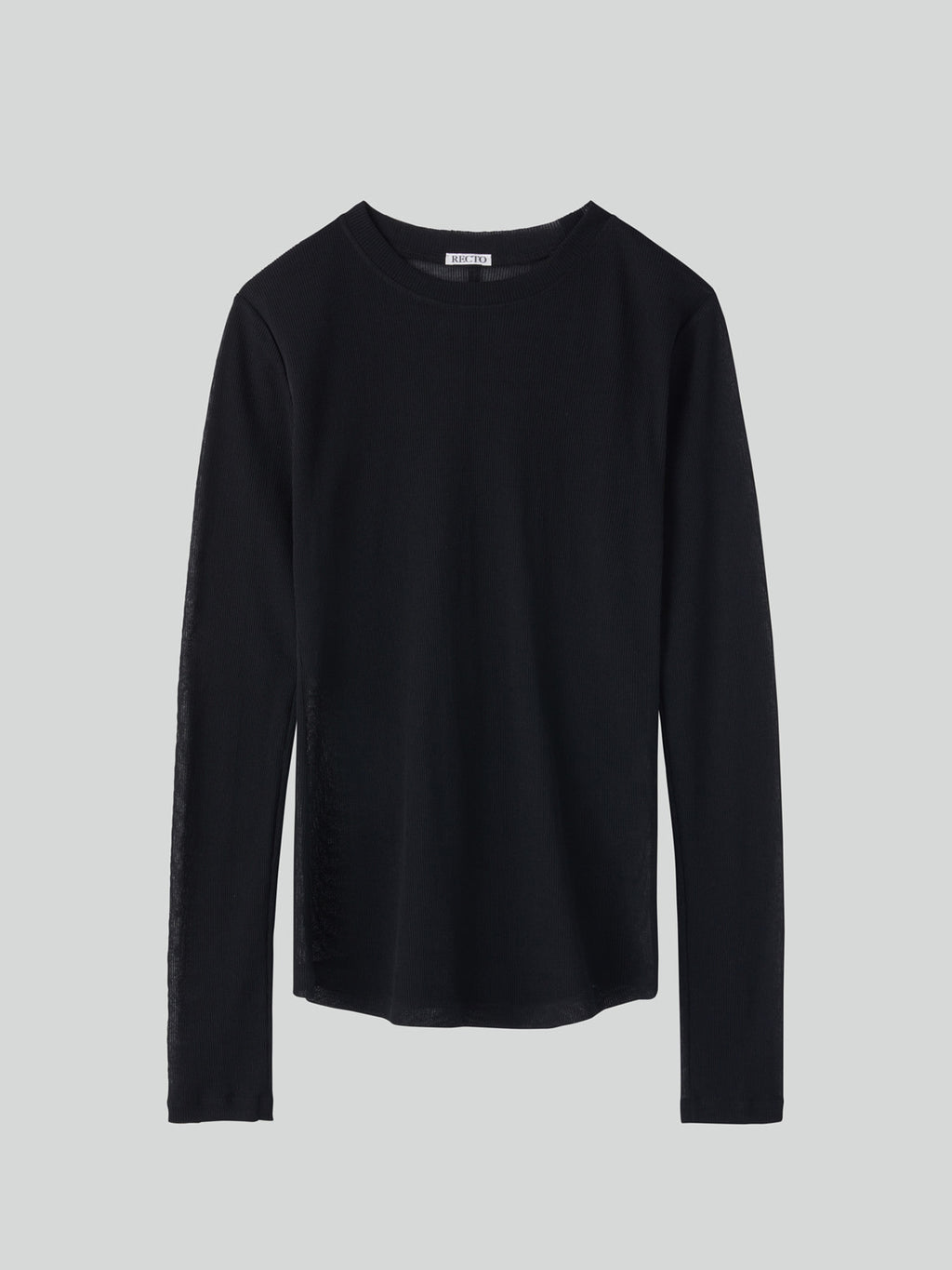 Sheer Jersey Long Sleeve Top (Black)