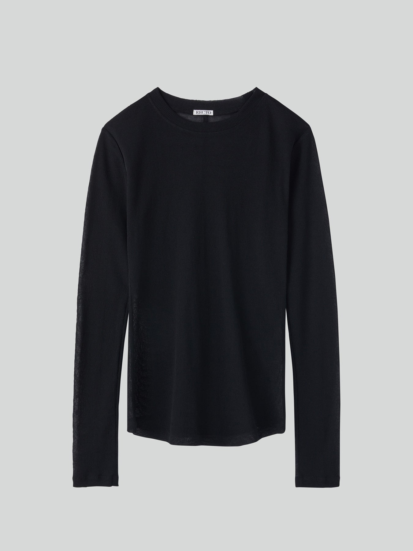 Sheer Jersey Long Sleeve Top (Black)