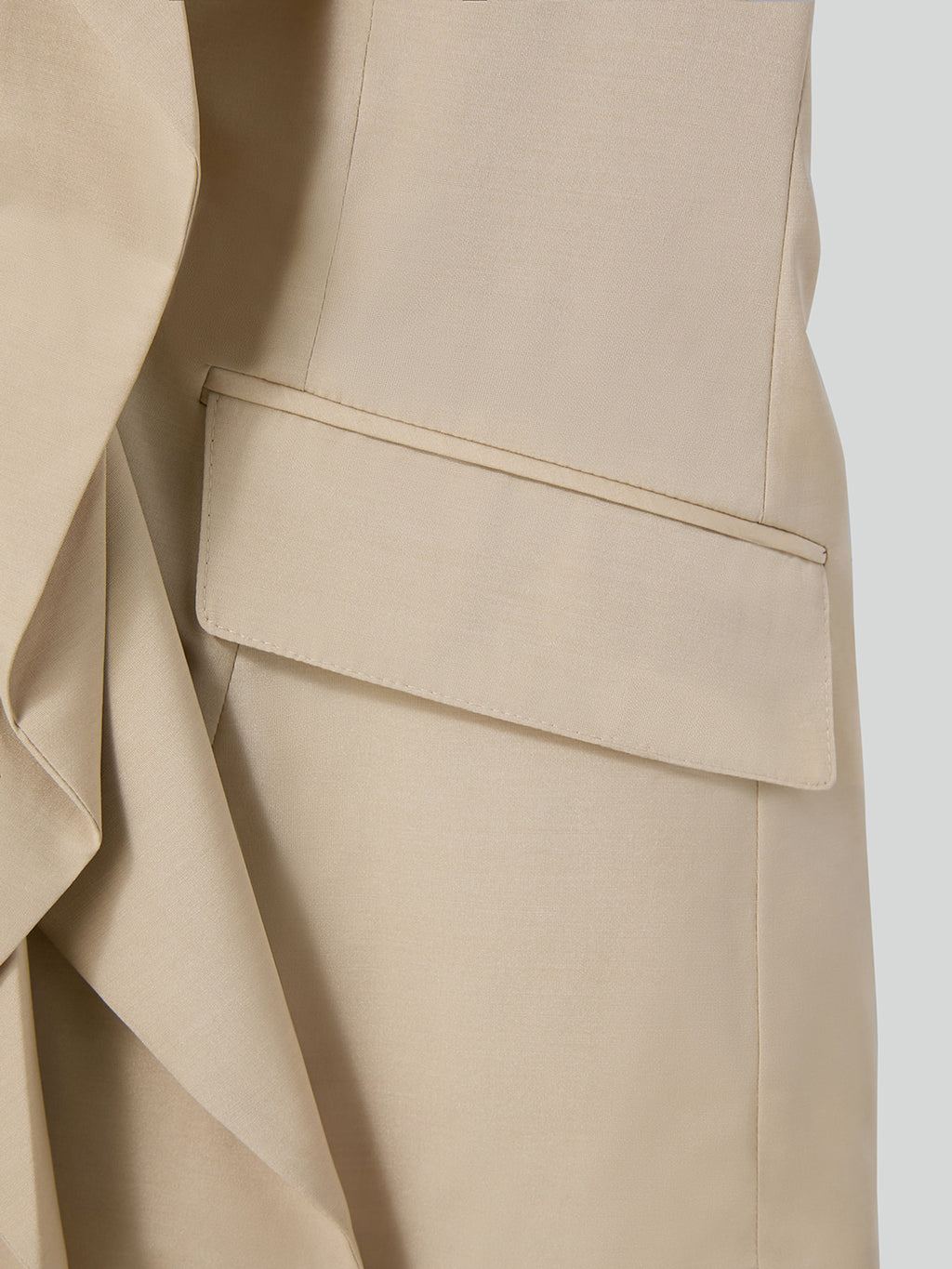 Drape Detail Suit Jacket (Light Beige)
