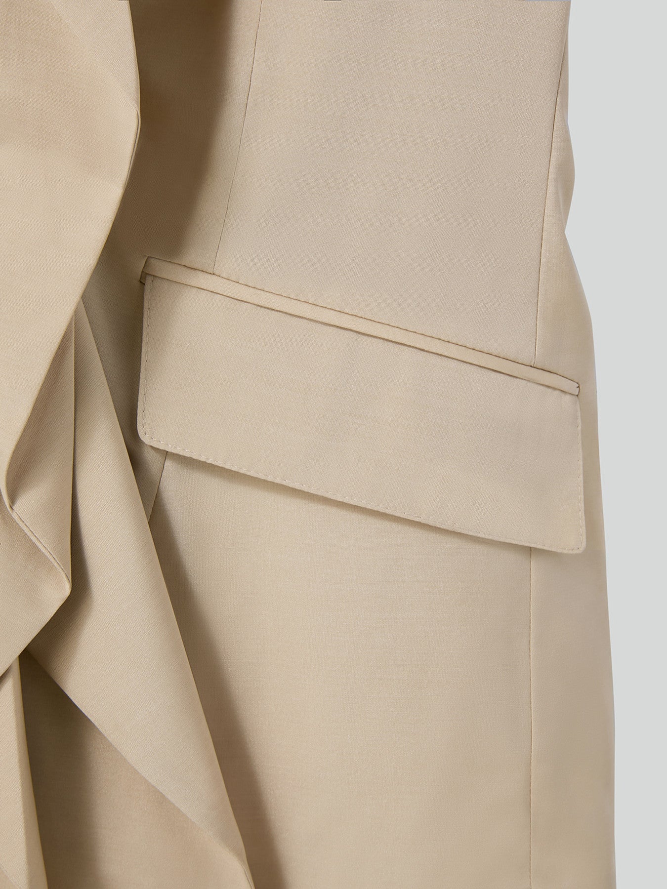 Drape Detail Suit Jacket (Light Beige)