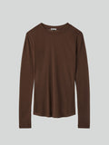 Sheer Jersey Long Sleeve Top (Red Brown)