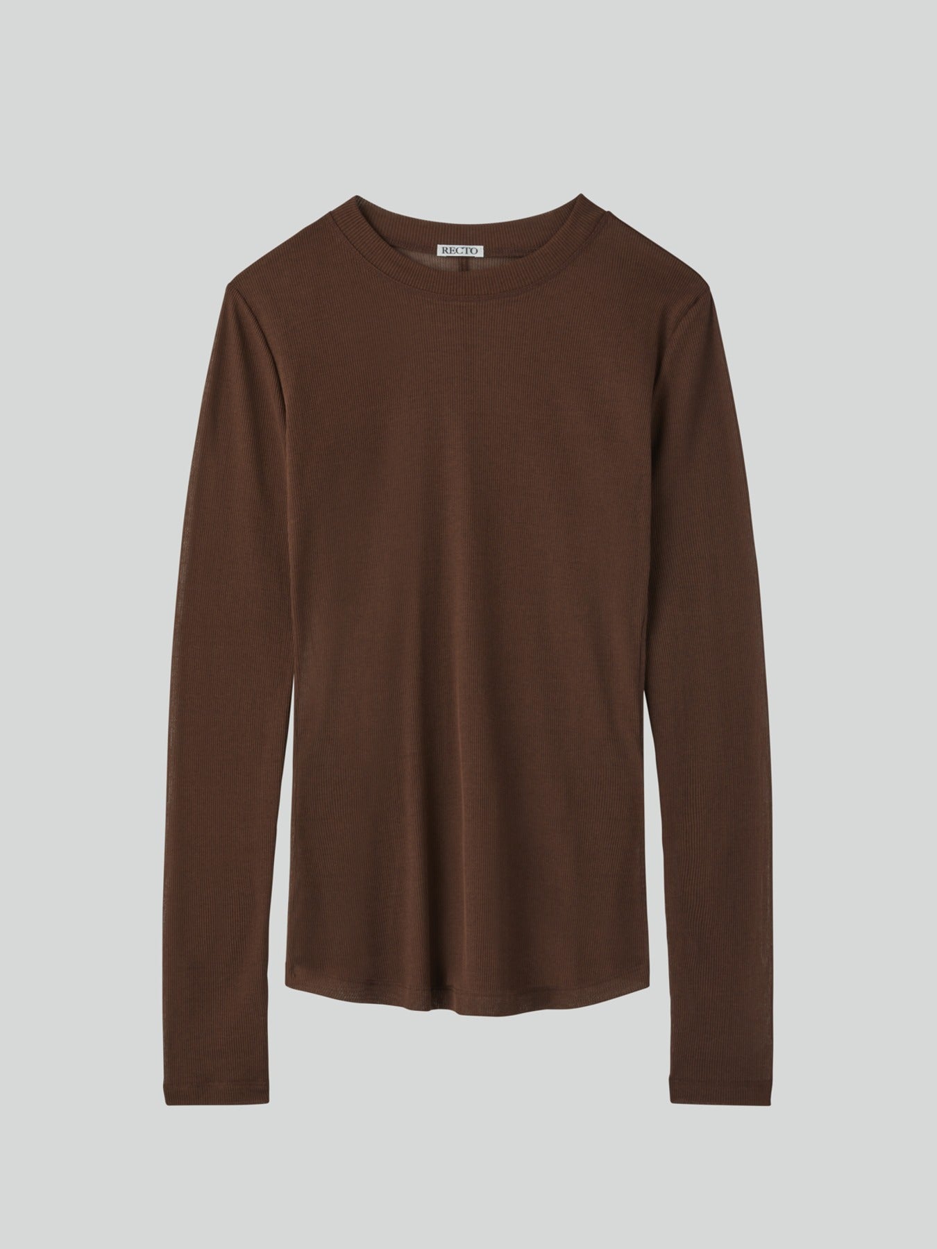 Sheer Jersey Long Sleeve Top (Red Brown)