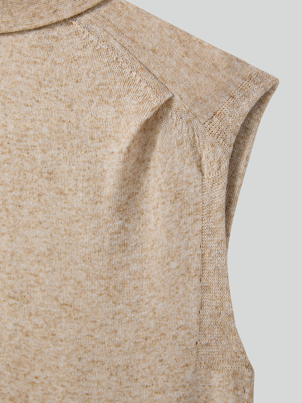 Linen Blend Polo Knit Vest (Oatmeal)