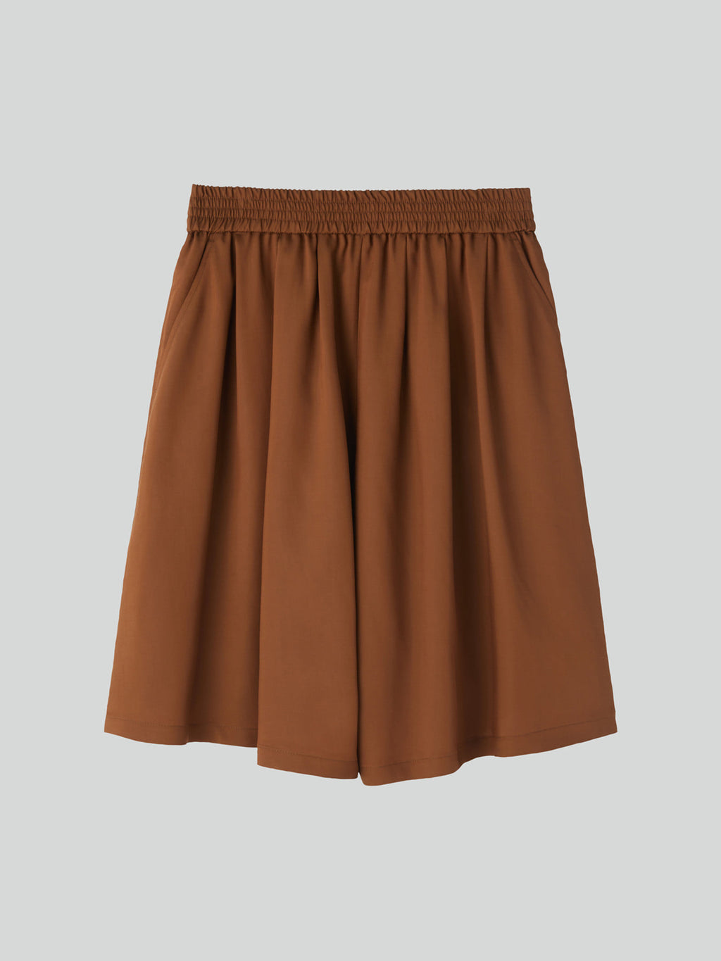 Banding Wide Culotte Pants (Red Brown)
