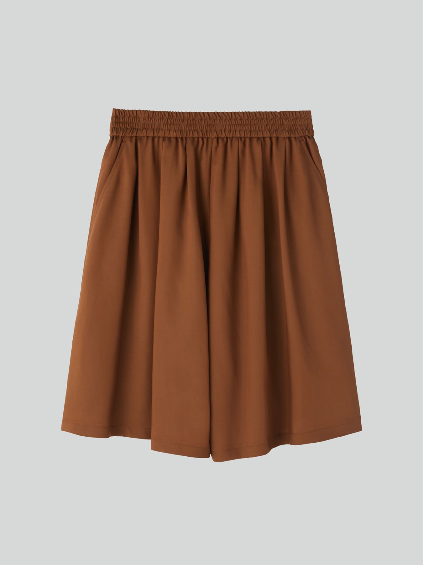Banding Wide Culotte Pants (Red Brown)