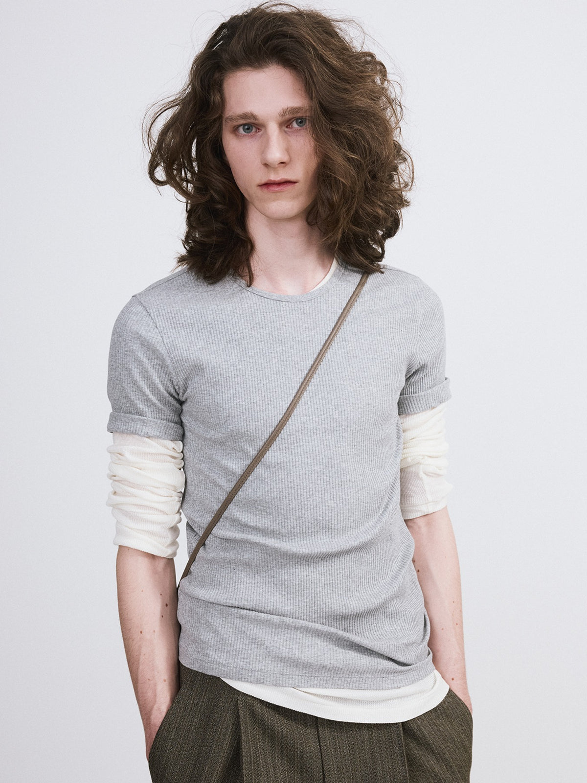 Ribbed Jersey Top (Melange Grey)