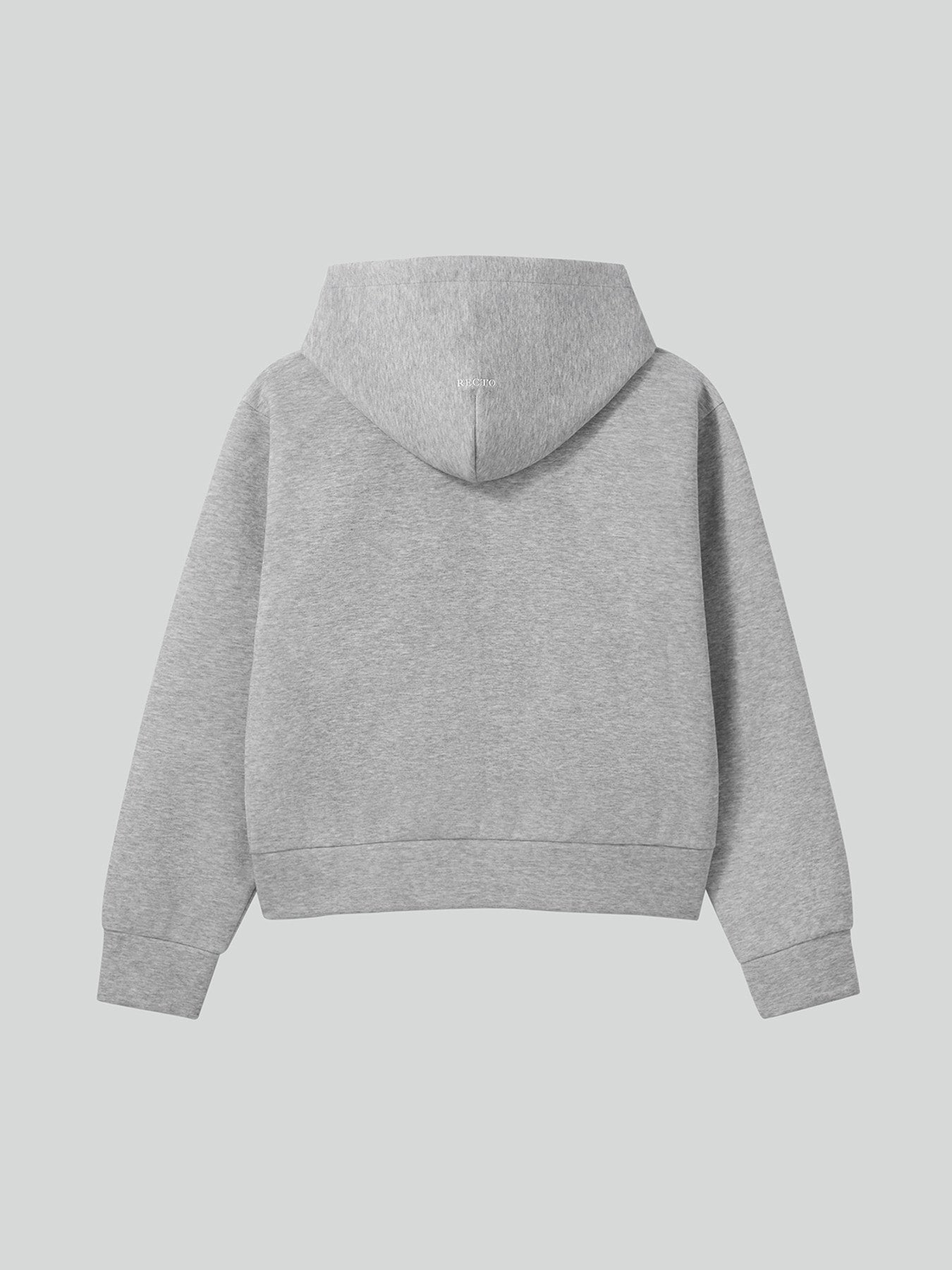 Logo Detail Hoodie Zip-Up (Melange Grey)