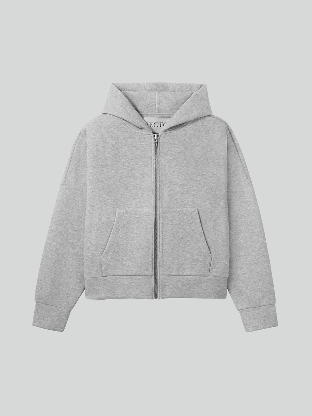Logo Detail Hoodie Zip-Up (Melange Grey)