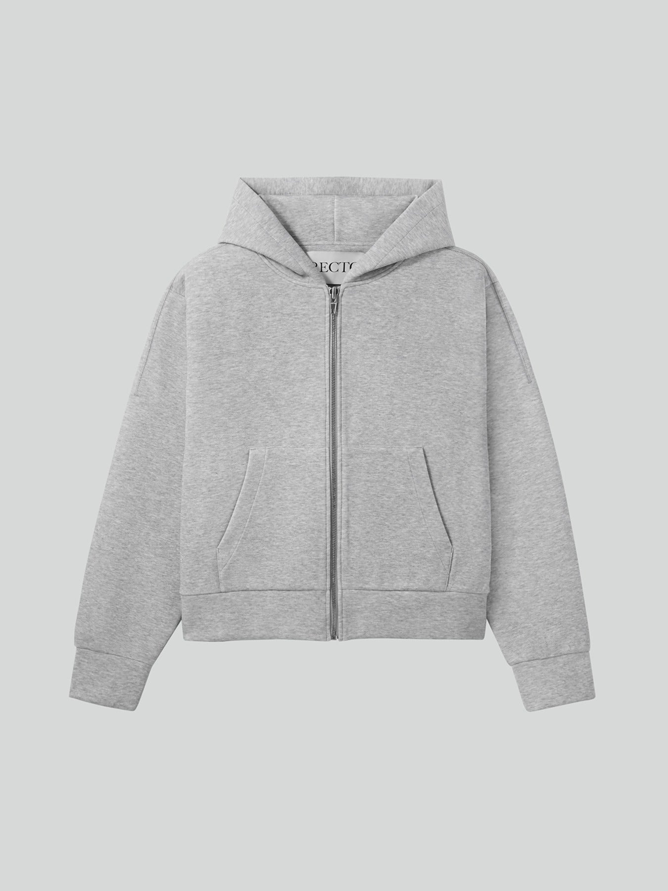 Logo Detail Hoodie Zip-Up (Melange Grey)