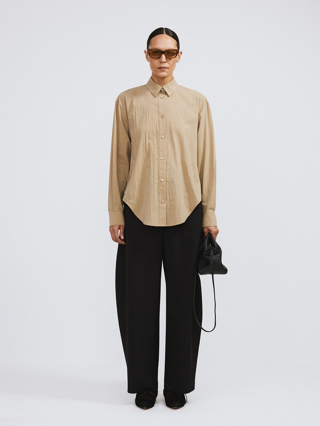 Open Back Draped Shirt (Khaki Beige)