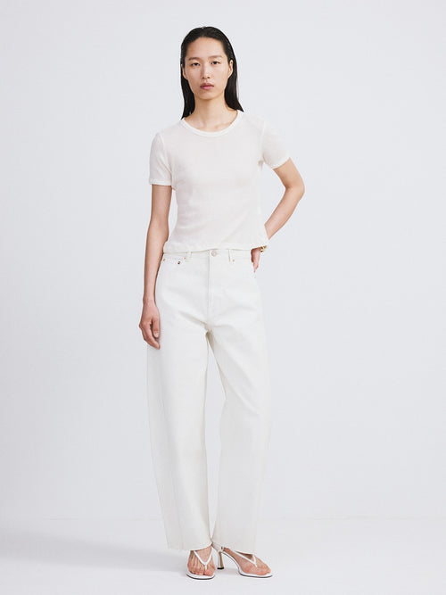 Cashmere Blend Fitted T-Shirt (Cream)