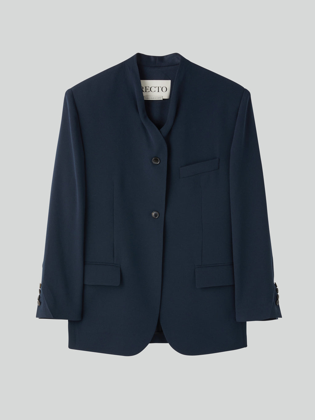 Collar Detail Fluid Suit Jacket (Dark Navy)