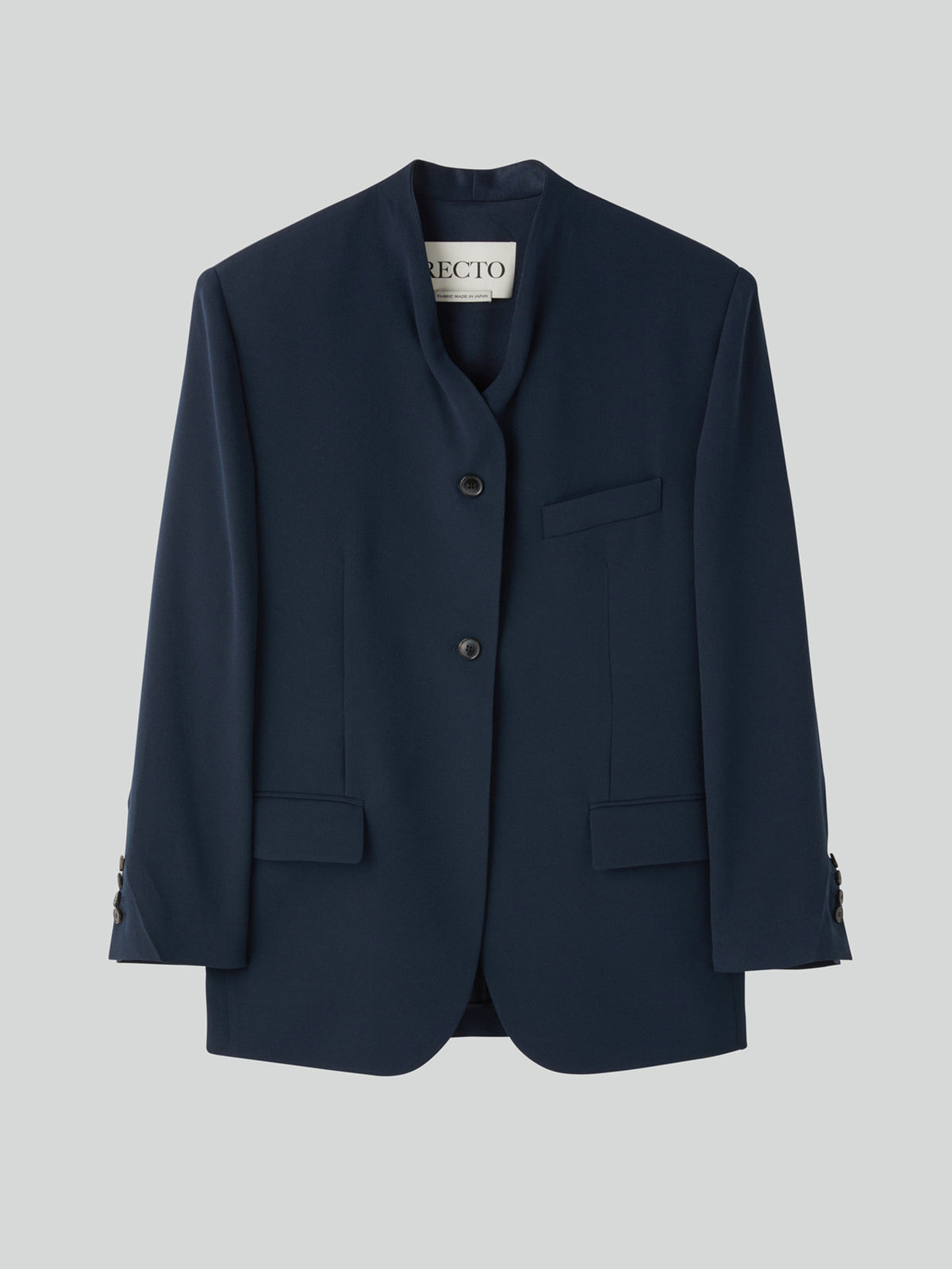 Collar Detail Fluid Suit Jacket (Dark Navy)