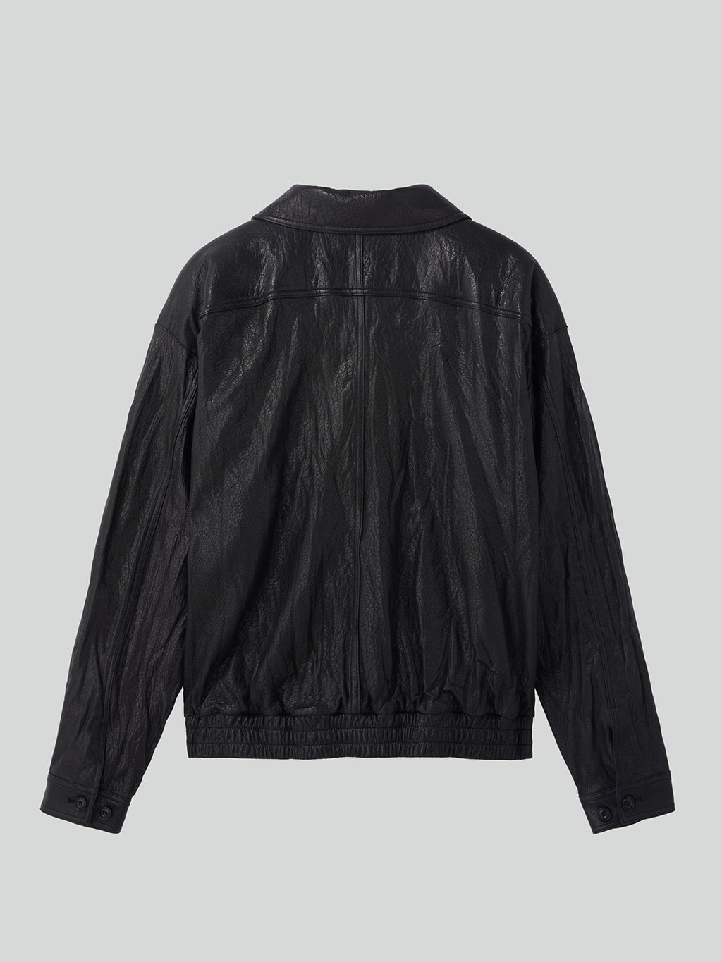 High-Neck Leather Jumper (Black)