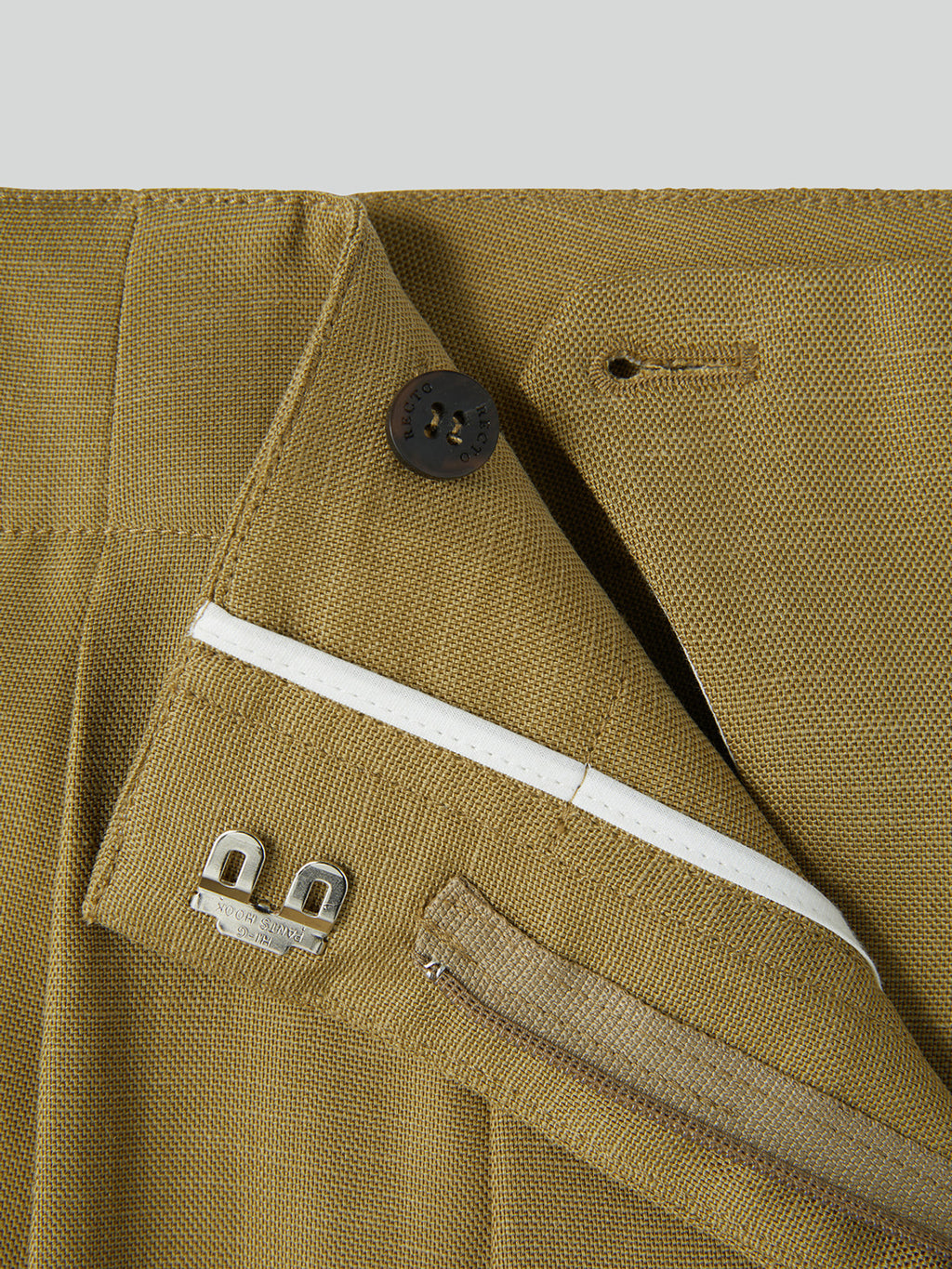 Linen Blend Pleated Pants (Beige Khaki)