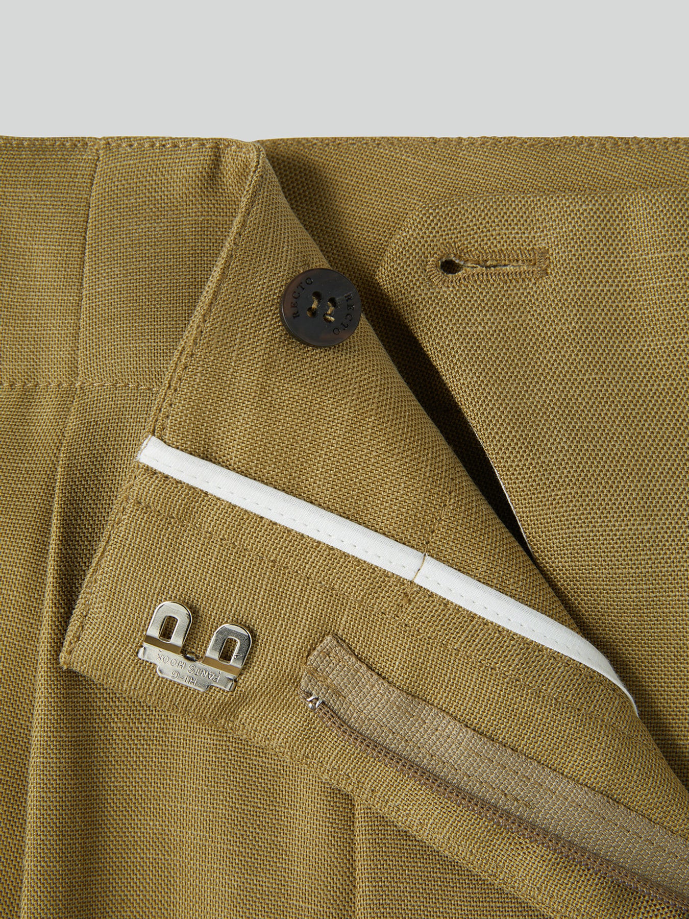 Linen Blend Pleated Pants (Beige Khaki)