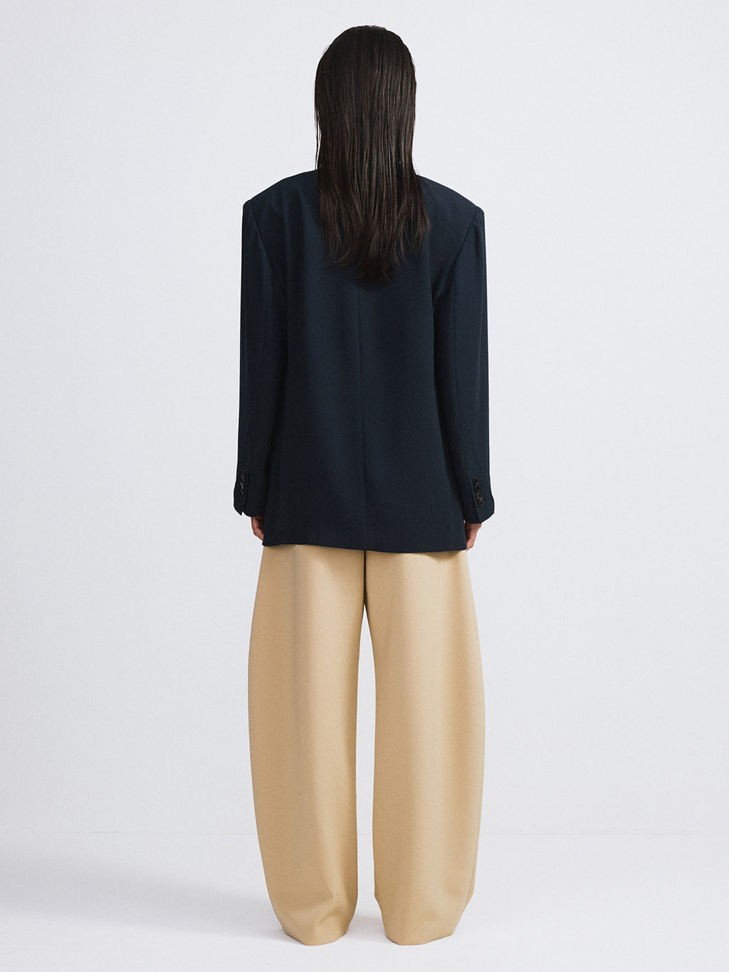 Collar Detail Fluid Suit Jacket (Dark Navy)