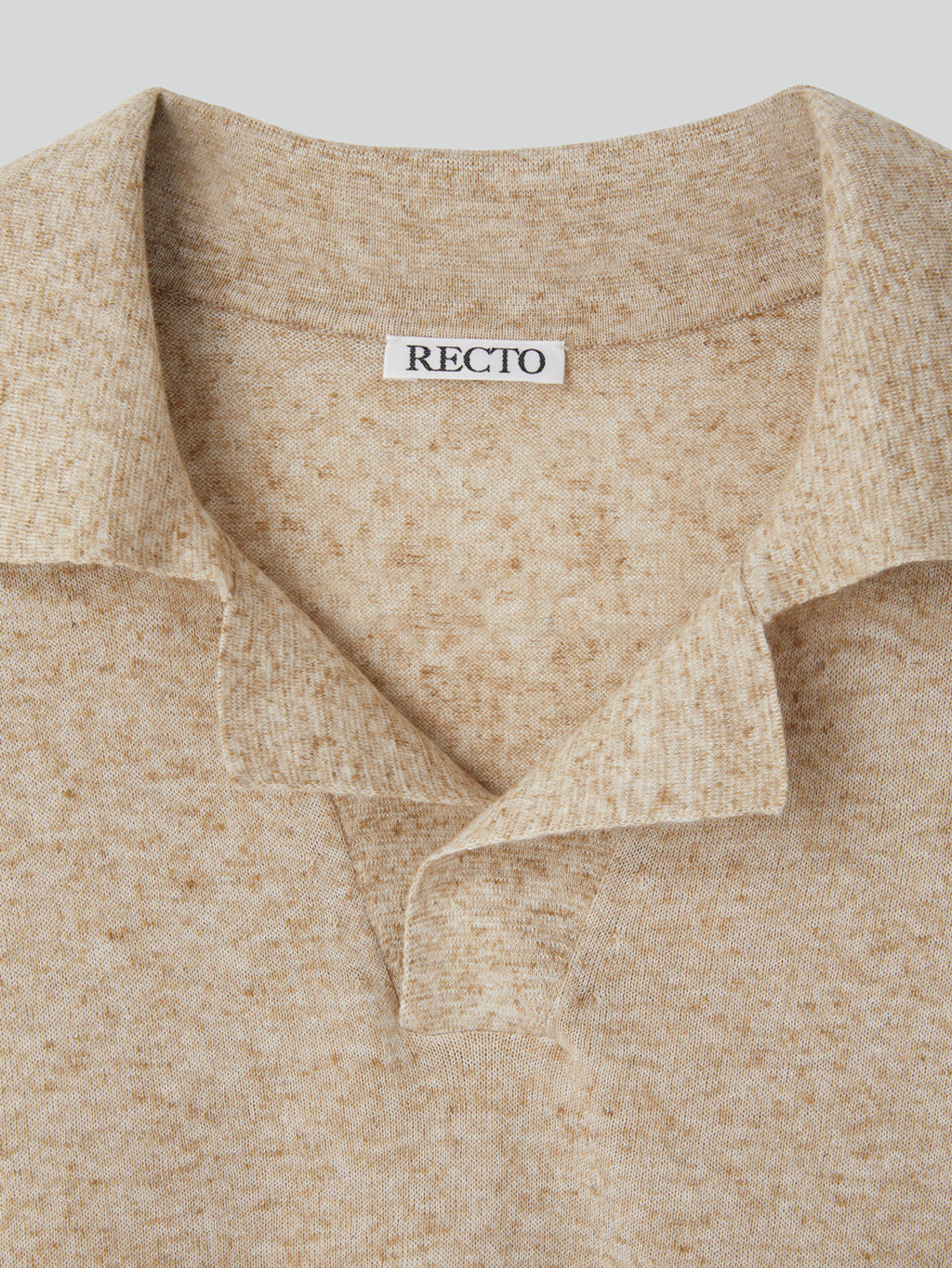 Linen Blend Polo Top (Oatmeal)