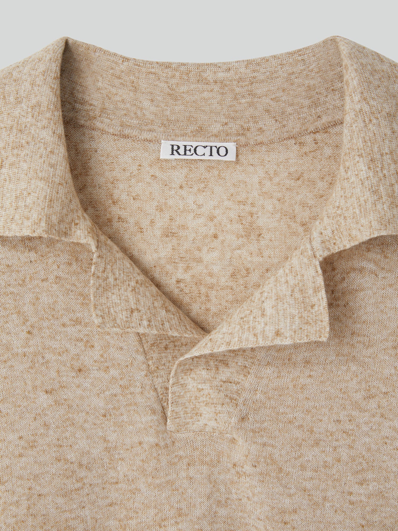 Linen Blend Polo Top (Oatmeal)