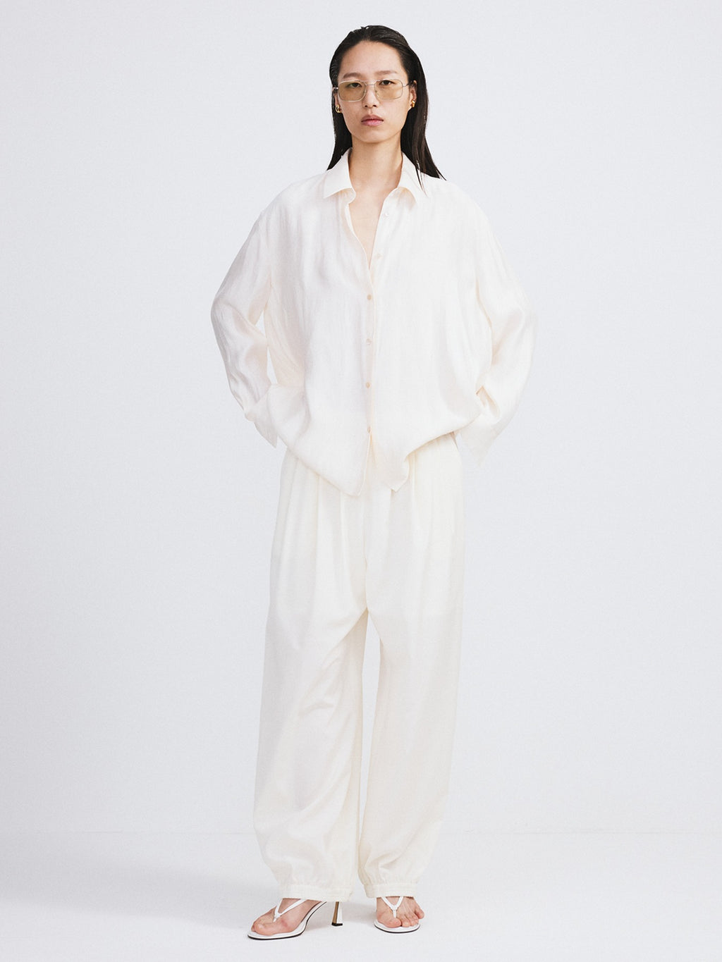 Oversized Sheer Shirt (Cream)