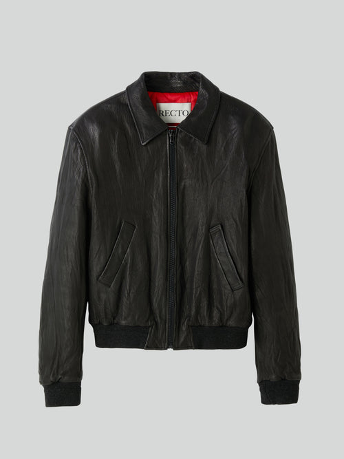 Ben Crinkle Leather Jumper (Black)