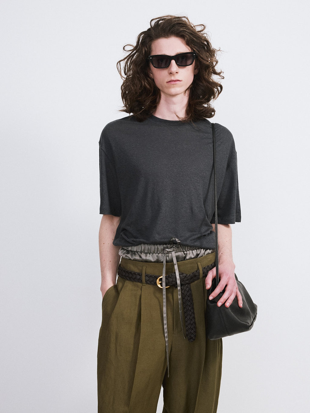Linen Blend Loose Fit T-Shirt (Indigo Navy)